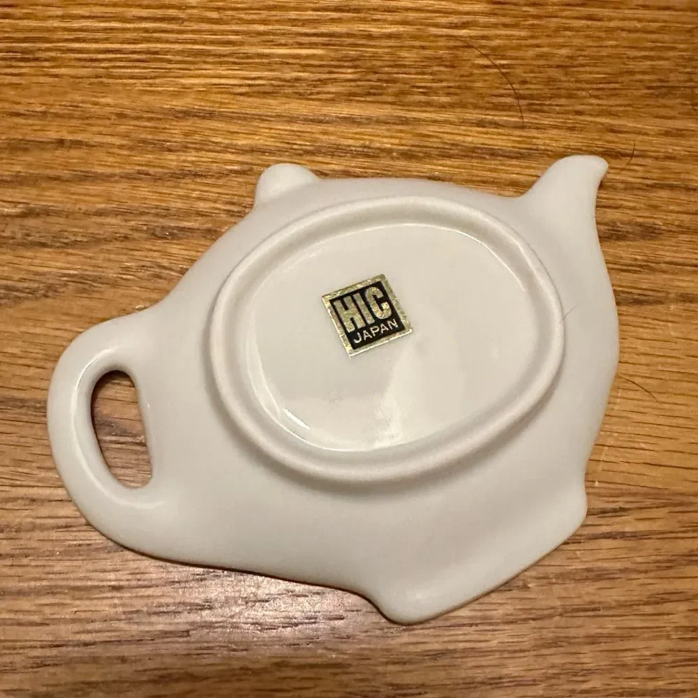 Vintage HIC Japan Blue and White Willow Teapot Shaped Dish teabag or spoon plate